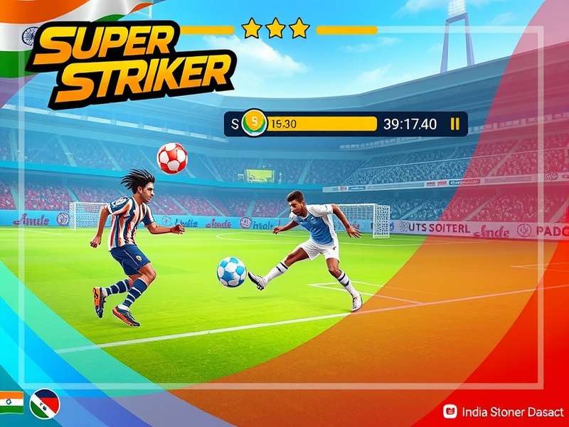 Super Striker India gameplay screenshot showing football action